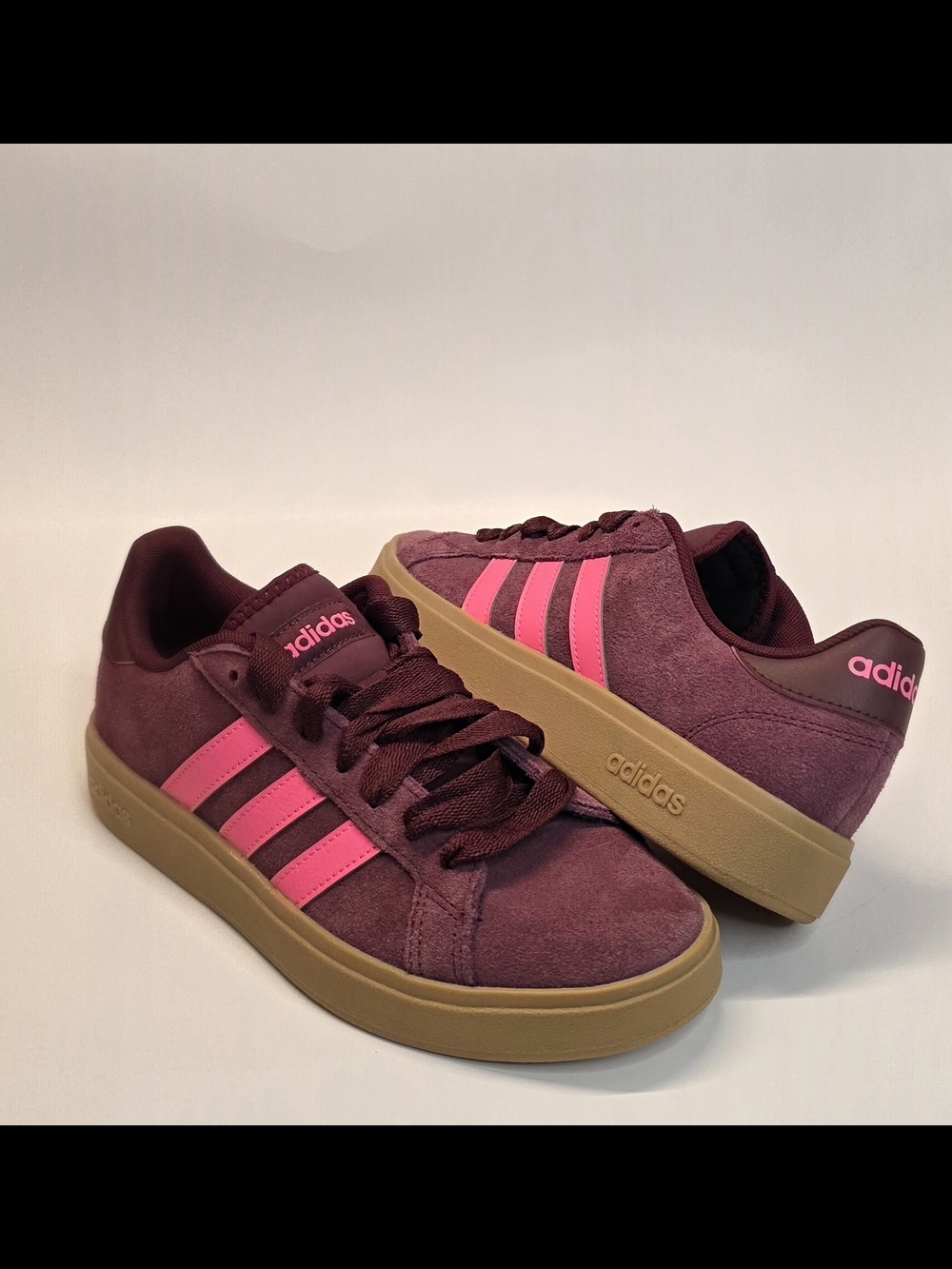 New adidas Grand Court Base 00sShadow Red Lucid Pink Gum Sneakers Women's 9, 9.5